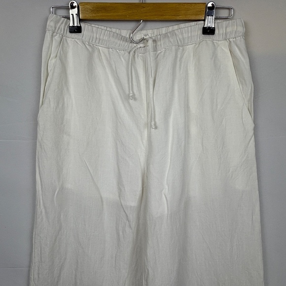 NIA Women Wide Leg Linen Elastic Waist Pants Sz S Beach Coastal Breathab… - Picture 2 of 13
